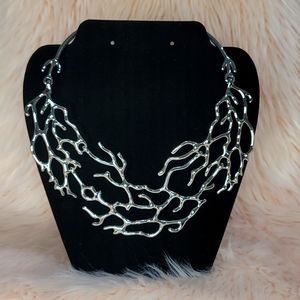 Stainless steel coral reef bib necklace